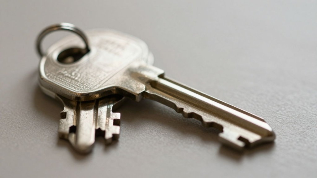 A detailed, metallic turnkey