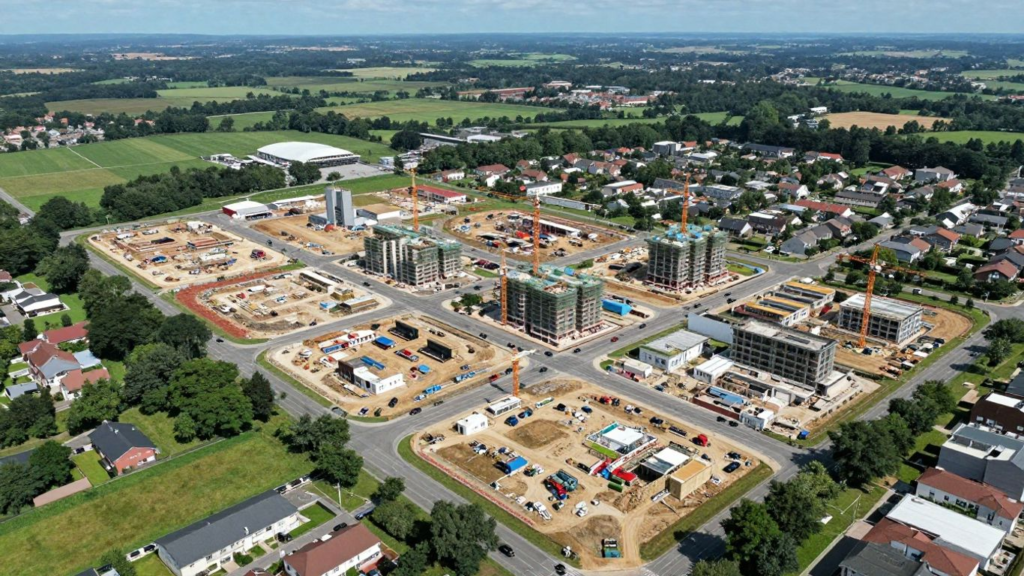 Regional housing and infrastructure development from above.